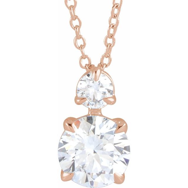 14K Rose 1 CTW Lab-Grown Diamond Claw-Prong 16-18" Necklace