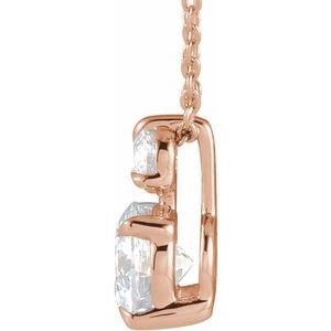 14K Rose 1 CTW Lab-Grown Diamond Claw-Prong 16-18" Necklace