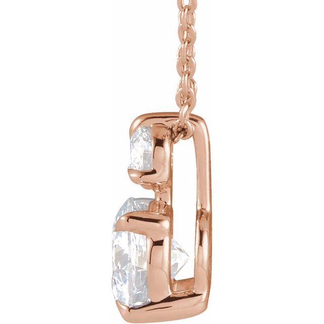 14K Rose 1 CTW Lab-Grown Diamond Claw-Prong 16-18" Necklace