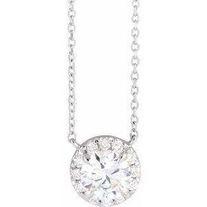 14K White 1 CTW Lab-Grown Diamond French-Set 16-18" Necklace