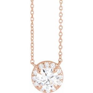 14K Rose 1 CTW Lab-Grown Diamond French-Set 16-18" Necklace