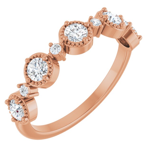 14K Rose 1/2 CTW Lab-Grown Diamond Halo-Style Anniversary Band