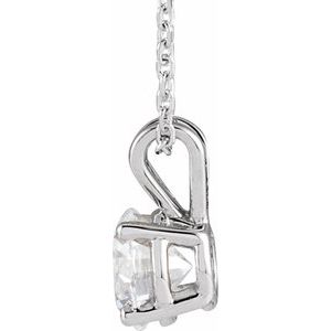 14K White  7/8 CT Lab-Grown Diamond Solitaire 16-18" Necklace