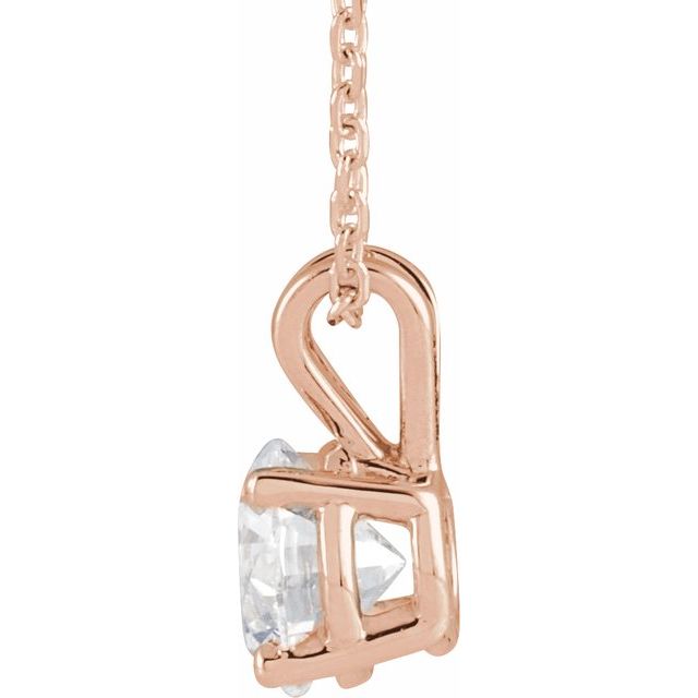 14K Rose  7/8 CT Lab-Grown Diamond Solitaire 16-18" Necklace