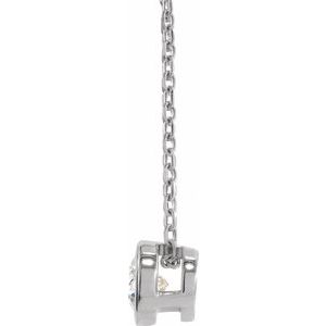 14K White 1/4 CT Lab-Grown Diamond Bezel-Set 16-18" Necklace