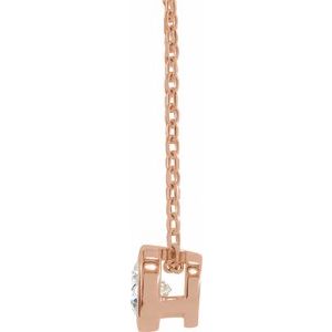 14K Rose 1/4 CT Lab-Grown Diamond Bezel-Set 16-18" Necklace
