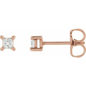 14K Rose 2.5 mm Square 1/5 CTW Lab-Grown Diamond Earrings