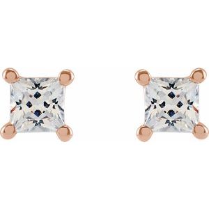 14K Rose 3 mm Square 1/3 CTW Lab-Grown Diamond Earrings