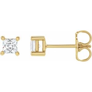 14K Yellow 3.9 mm Square 3/4 CTW Lab-Grown Diamond Earrings