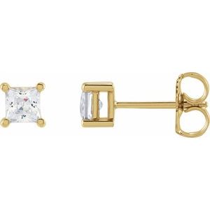 14K Yellow 3.5 mm Square 1/2 CTW Lab-Grown Diamond Earrings