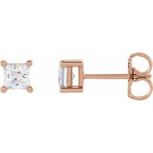14K Rose 3.5 mm Square 1/2 CTW Lab-Grown Diamond Earrings