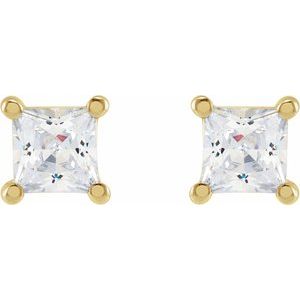 14K Yellow 3.5 mm Square 1/2 CTW Lab-Grown Diamond Earrings