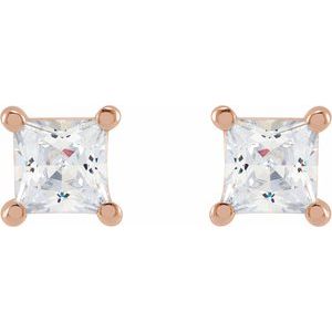 14K Rose 3.9 mm Square 3/4 CTW Lab-Grown Diamond Earrings