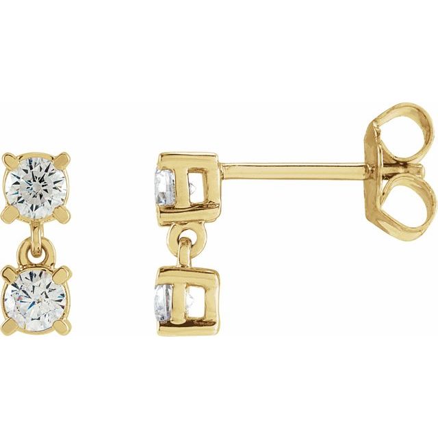 14K Yellow 1/2 CTW Lab-Grown Diamond Two-Stone Earrings