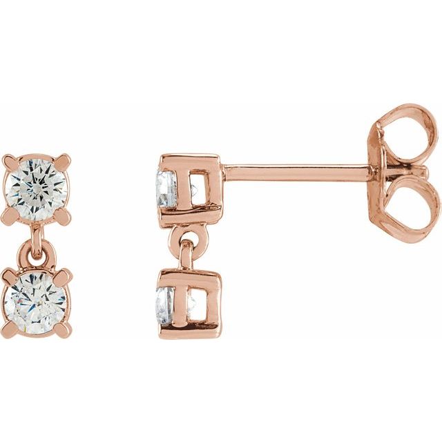 14K Rose 1/2 CTW Lab-Grown Diamond Two-Stone Earrings