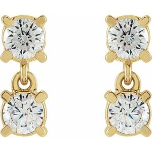 14K Yellow 1/2 CTW Lab-Grown Diamond Two-Stone Earrings