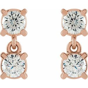 14K Rose 1/2 CTW Lab-Grown Diamond Two-Stone Earrings