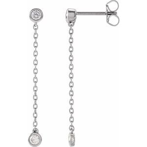 14K White 1/4 CTW Lab-Grown Diamond Chain Earrings