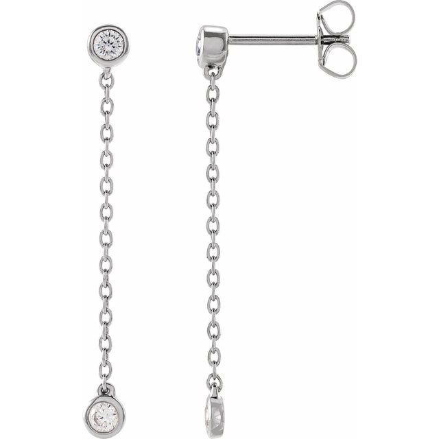 14K White 1/4 CTW Lab-Grown Diamond Chain Earrings