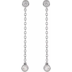14K White 1/4 CTW Lab-Grown Diamond Chain Earrings