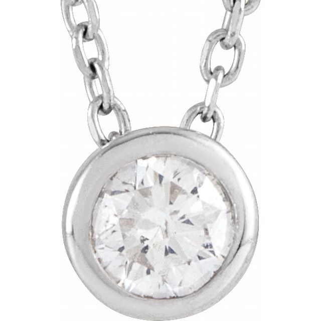 14K White 3/4 CT Lab-Grown Diamond Bezel-Set 16-18" Necklace