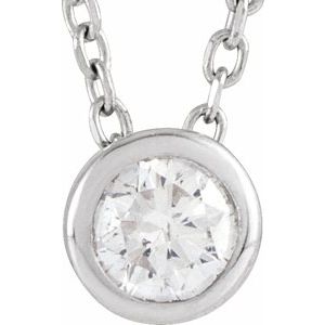 14K White 3/4 CT Lab-Grown Diamond Bezel-Set 16-18" Necklace