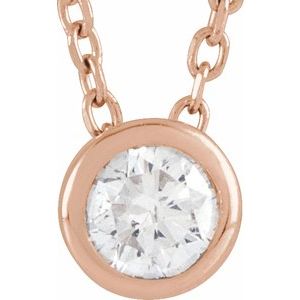 14K Rose 3/4 CT Lab-Grown Diamond Bezel-Set 16-18" Necklace