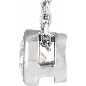 14K White 1/6 CT Lab-Grown Diamond Bezel-Set 16-18" Necklace