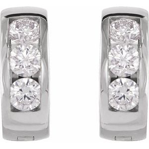 14K White 1/3 CTW Natural Diamond 10 mm Hinged Hoop Earrings