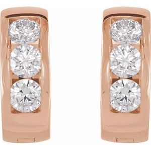 14K Rose 1/3 CTW Lab-Grown Diamond 10 mm Hinged Hoop Earrings