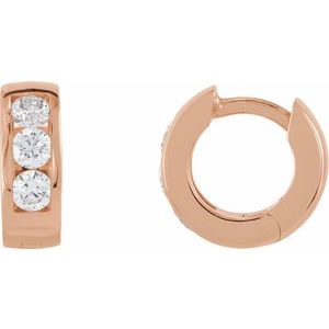 14K Rose 1/3 CTW Lab-Grown Diamond 10 mm Hinged Hoop Earrings