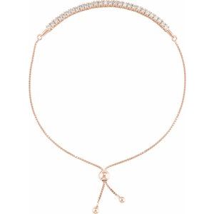 14K Rose 1 CTW Lab-Grown Diamond Bolo 9 1/2" Bracelet