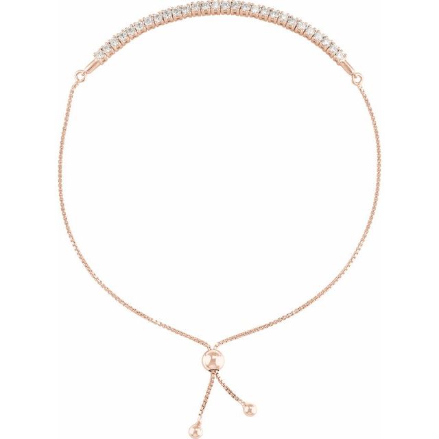 14K Rose 1 CTW Lab-Grown Diamond Bolo 9 1/2" Bracelet