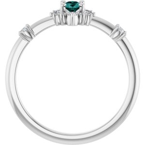Platinum Lab-Grown Alexandrite & 1/6 CTW Natural Diamond Halo-Style Ring