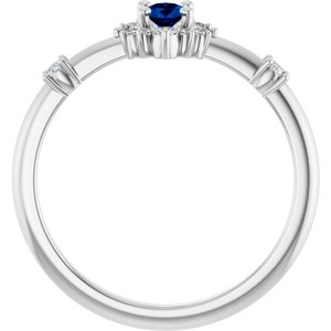 Platinum Lab-Grown Blue Sapphire & 1/6 CTW Natural Diamond Halo-Style Ring