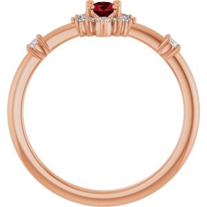 14K Rose Lab-Grown Ruby & 1/6 CTW Natural Diamond Halo-Style Ring