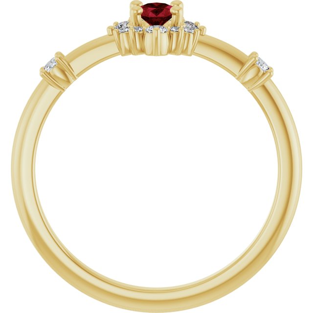 14K Yellow Lab-Grown Ruby & 1/6 CTW Natural Diamond Halo-Style Ring