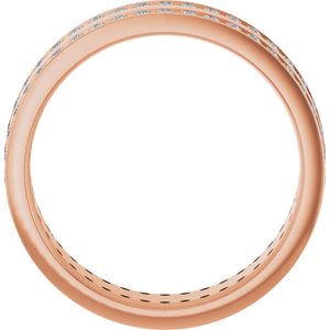 14K Rose 3/4 CTW Lab-Grown Diamond Double Row Accented Band Size 12