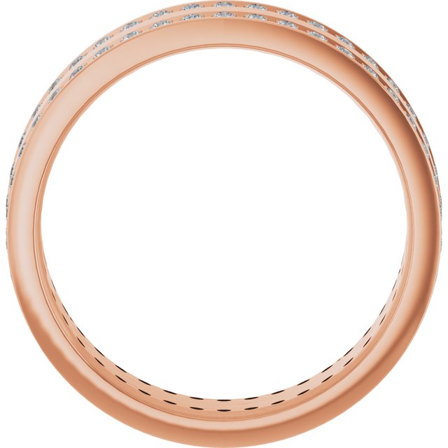 14K Rose 3/4 CTW Lab-Grown Diamond Double Row Accented Band Size 10