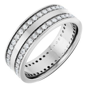 14K White 3/4 CTW Lab-Grown Diamond Double Row Accented Band Size 12