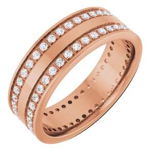 14K Rose 3/4 CTW Lab-Grown Diamond Double Row Accented Band Size 12