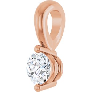 14K Rose 1/10 CT Lab-Grown Diamond Pendant