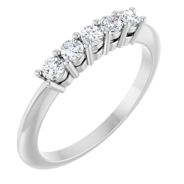 14K White 1/3 CTW Lab-Grown Diamond  5-Stone Anniversary Band