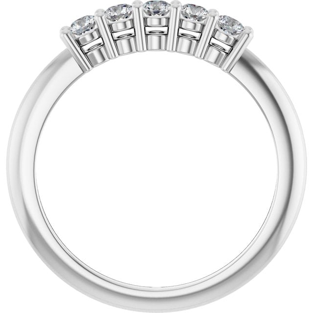 14K White 1/3 CTW Lab-Grown Diamond  5-Stone Anniversary Band