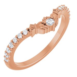 14K Rose 1/5 CTW Lab-Grown Diamond Claddagh Contour Band