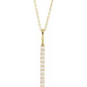 14K Yellow 1/6 CTW Lab-Grown Diamond Vertical Bar 16-18" Necklace