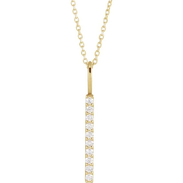 14K Yellow 1/6 CTW Lab-Grown Diamond Vertical Bar 16-18" Necklace