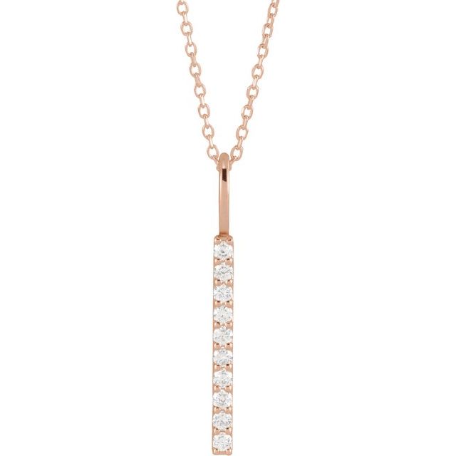 14K Rose 1/6 CTW Lab-Grown Diamond Vertical Bar 16-18" Necklace