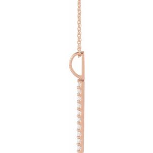 14K Rose 1/6 CTW Lab-Grown Diamond Vertical Bar 16-18" Necklace