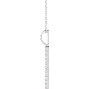14K White 1/6 CTW Lab-Grown Diamond Vertical Bar 16-18" Necklace
